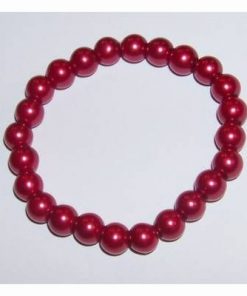 Bratara rosie, pe elastic, din perle ecologice