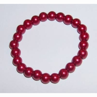 Bratara rosie, pe elastic, din perle ecologice