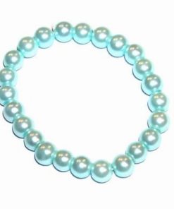 Bratara bleu, pe elastic, din perle ecologice