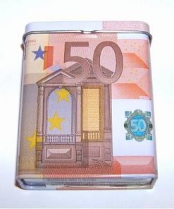 Recipient din metal cu bancnota - 50 Euro