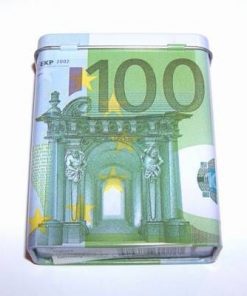 Recipient din metal cu bancnota - 100 Euro