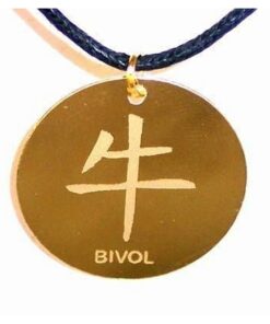 Talisman auriu pe siret negru cerat - Bivol Talisman auriu pe siret negru cerat - Bivol