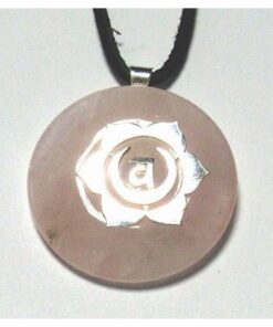 Chakra Svadhisthana din argint cu cuart roz, pe siret Chakra Svadhisthana din argint cu cuart roz, pe siret