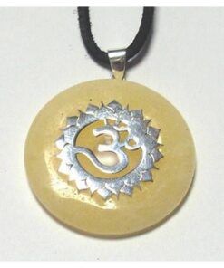 Chakra Sahasrara din argint cu citrin, pe siret negru Chakra Sahasrara din argint cu citrin, pe siret negru