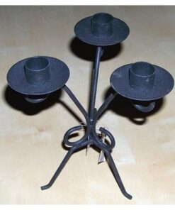 Sfesnic negru din metal cu 3 brate Sfesnic negru din metal cu 3 brate