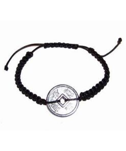 Bratara neagra, reglabila, cu moneda - unisex Bratara neagra, reglabila, cu moneda - unisex