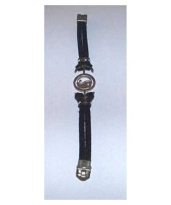 Bratara cu Yin-Yang din metal si piele Bratara cu Yin-Yang din metal si piele