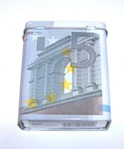 Recipient din metal cu bancnota - 5 Euro Recipient din metal cu bancnota - 5 Euro