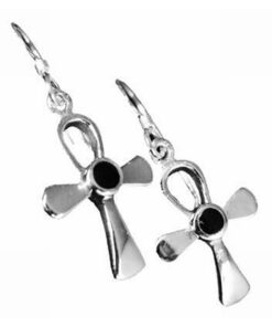 Cercei din metal - Ank, cu onix Cercei din metal - Ank, cu onix