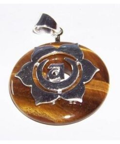 Pandantiv din ochi de tigru si chakra Swadhistana din argint Pandantiv din ochi de tigru si chakra Swadhistana din argint
