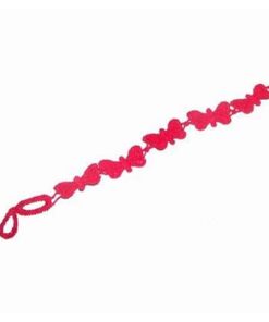 Bratara rosie din material textil - broderie - Fluturi