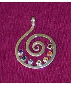 Spirala Kundalini - talisman din argint cu 7 cristale