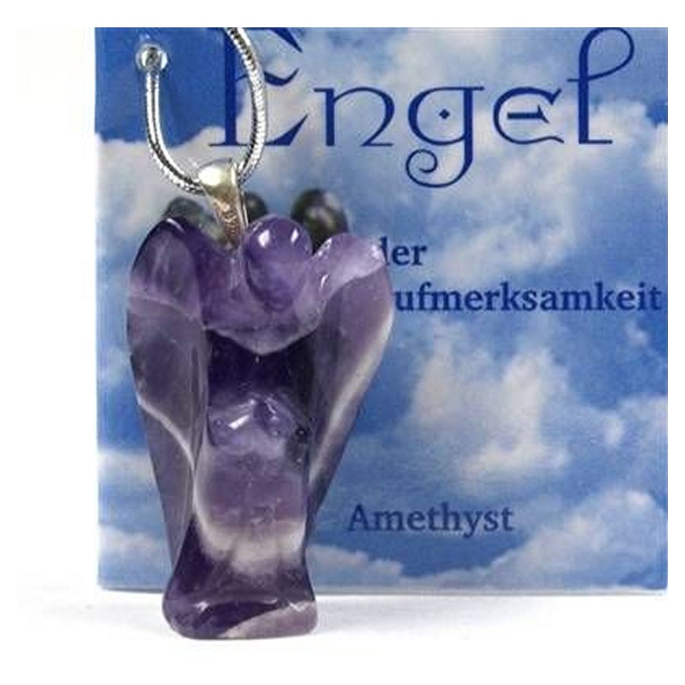 Ingerul atentiei din ametist, cu agatatoare argintie Ingerul atentiei din ametist, cu agatatoare argintie