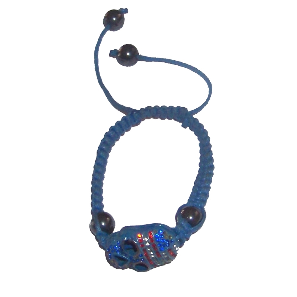 Bratara cu craniu, bleumarin si sfere de hematit - vintage Bratara cu craniu, bleumarin si sfere de hematit - vintage