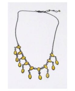 Colier Feng Shui din metal, cu motive galbene