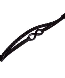 Bratara barbateasca neagra din piele cu cifra 8 din metal Bratara barbateasca neagra din piele cu cifra 8 din metal