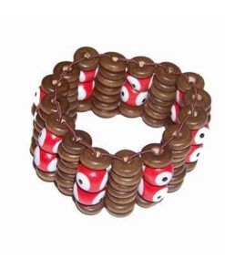 Bratara din lemn, pe elastic, cu Ochiul lui Horus - rosie Bratara din lemn, pe elastic, cu Ochiul lui Horus - rosie