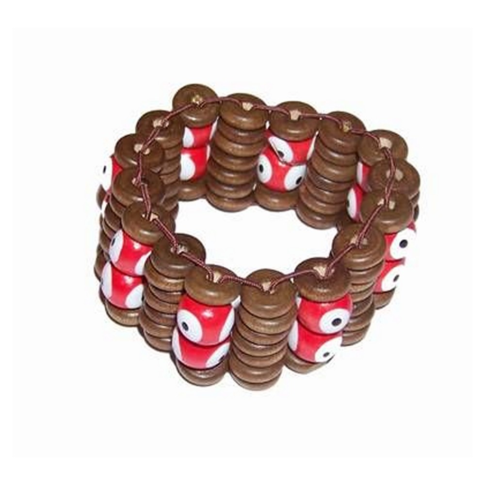 Bratara din lemn, pe elastic, cu Ochiul lui Horus - rosie Bratara din lemn, pe elastic, cu Ochiul lui Horus - rosie