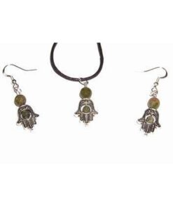 Set din metal cu cristale de epidot