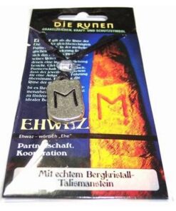 Runa EHWAZ, din metal, cu cristal de stanca - unisex - 19