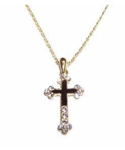 Cruciulita aurie cu strasuri pe lant auriu