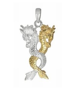 Talisman placat cu argint si aur cu pereche de dragoni Talisman placat cu argint si aur cu pereche de dragoni