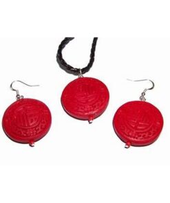 Set Feng Shui din cinabru pe siret impletit, negru Set Feng Shui din cinabru pe siret impletit, negru