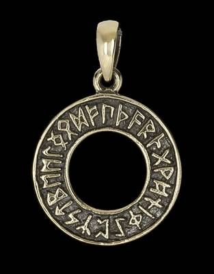 Talisman unisex cu rune, din bronz