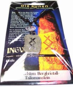 Runa INGWAZ, din metal, cu cristal de stanca - unisex - 22