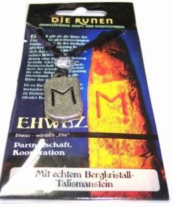 Runa EHWAZ, din metal, cu cristal de stanca - unisex - 19