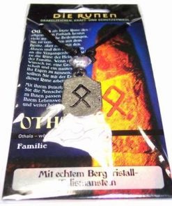Runa OTHALA, din metal, cu cristal de stanca - unisex - 23