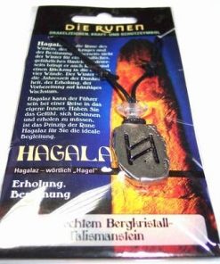 Runa HAGALAZ, din metal, cu cristal de stanca - unisex - 9