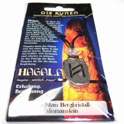 Runa HAGALAZ, din metal, cu cristal de stanca - unisex - 9