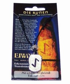 Runa EIWAZ, din metal, cu cristal de stanca - unisex