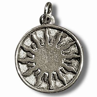 Discul solar - Talisman din metal cu agat pe siret negru