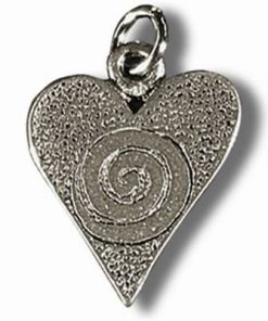 Inima si Spirala - Talisman din metal cu agat pe siret