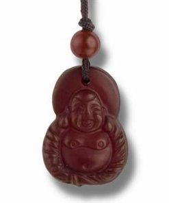 Talisman din carneol cu Buddha razand pe snur reglabil