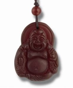 Talisman din carneol cu Buddha razand pe snur reglabil