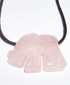 Talisman cu elefantul norocos din cuart roz, pe siret