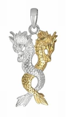 Talisman placat cu argint si aur cu pereche de dragoni Talisman placat cu argint si aur cu pereche de dragoni