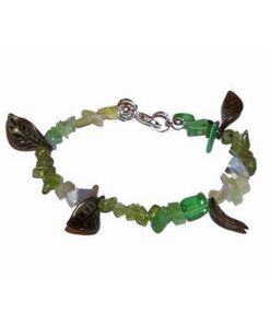 Bratara din metal cu cristale de olivina si frunzulite Bratara din metal cu cristale de olivina si frunzulite