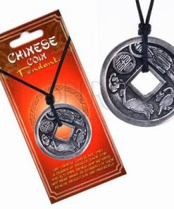 Talisman - moneda antica chinezeasca pe siret negru