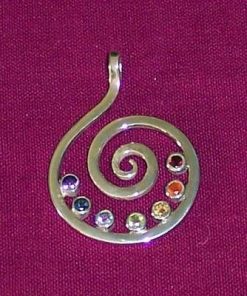 Spirala Kundalini - talisman din argint cu 7 cristale